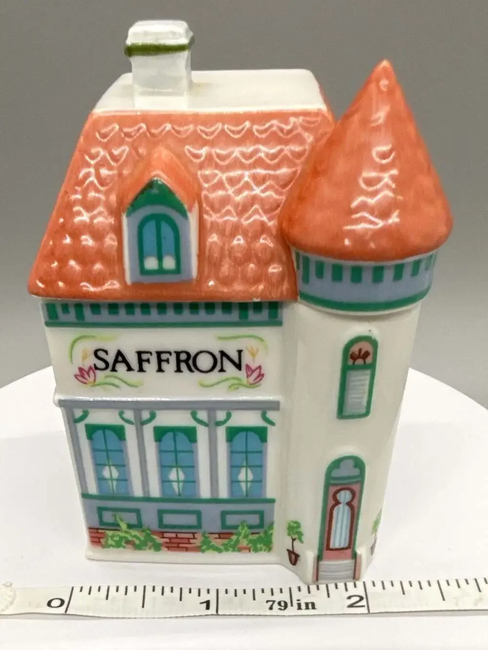 Lenox Spice Village 1989 Saffron Spice Jar w/ Lid Original Porcelain House Vtg